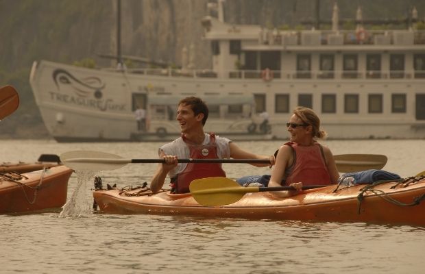 Kayaking in Halong Bay with Treasure Junk